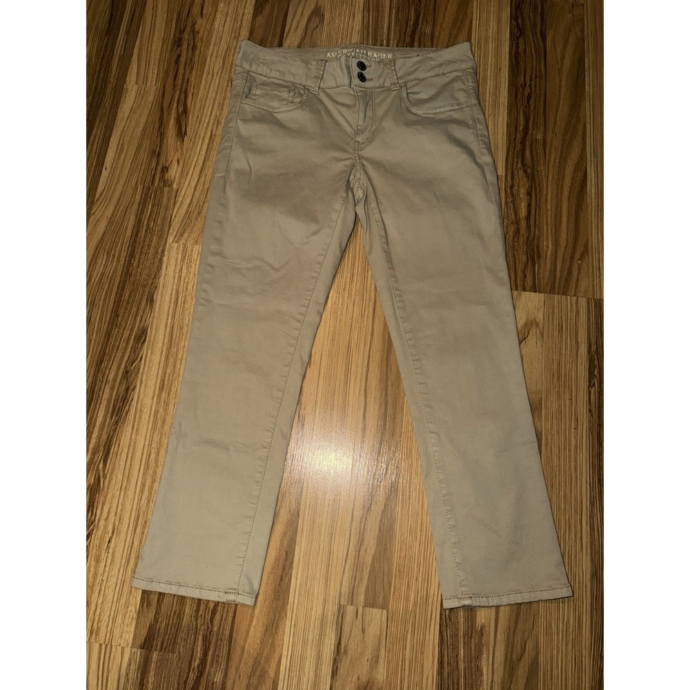 American Eagle Artist Crop Stretch Khaki Pants Women's Sz 10 Cotton Blend 2015